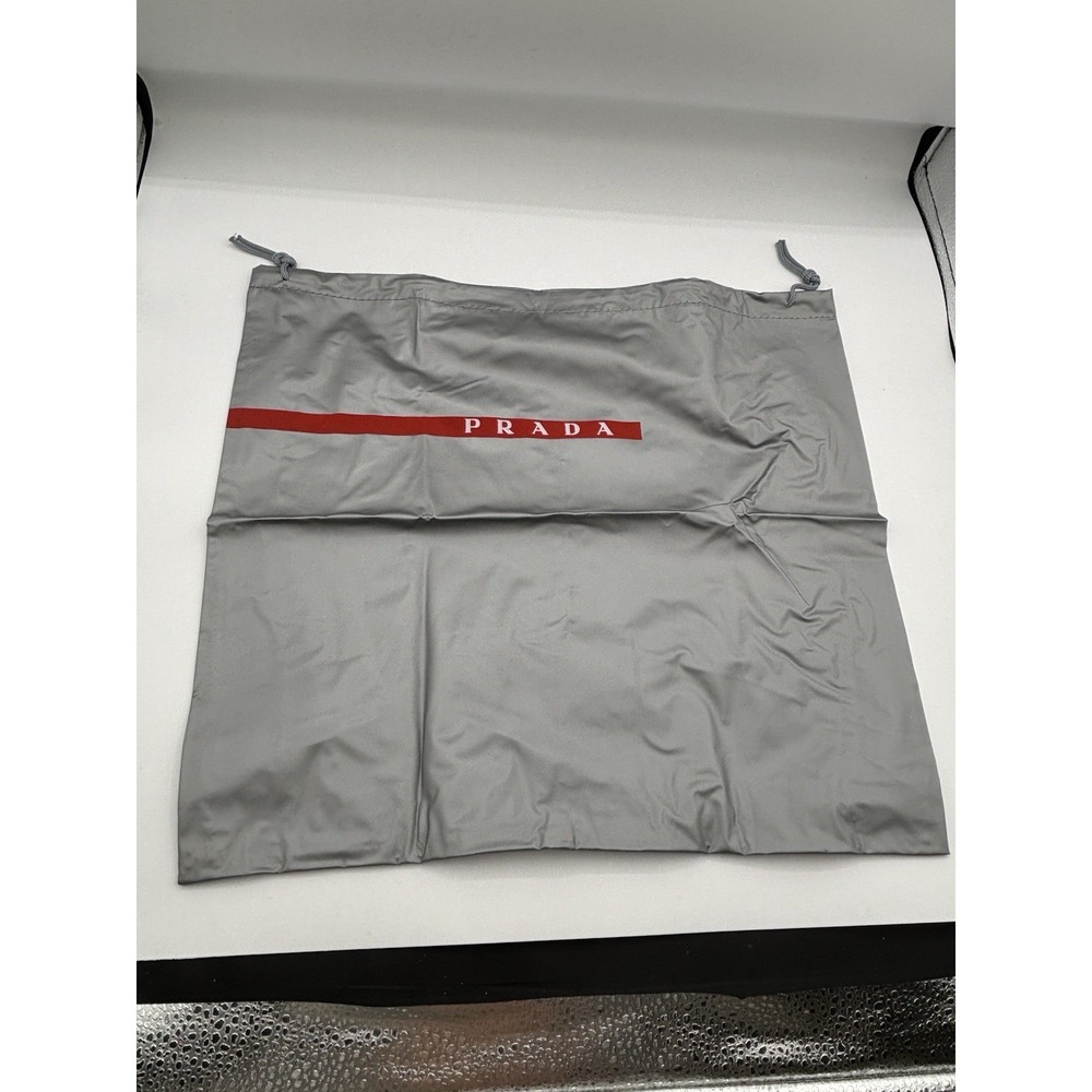 Prada Authentic Nylon Drawstring Dustbag Gray 15.… - image 1